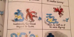 Not sure how I feel reading old curious George books to my two year old daughter…