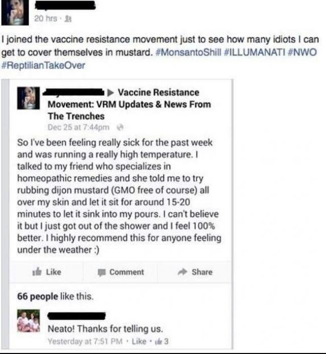 Trolling the vaccine resistance movement.