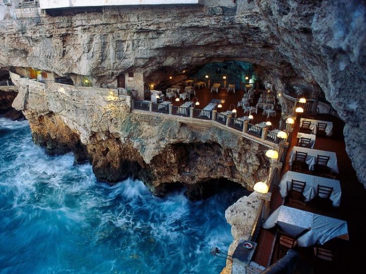 Italian restaurant built into an ocean side grotto.