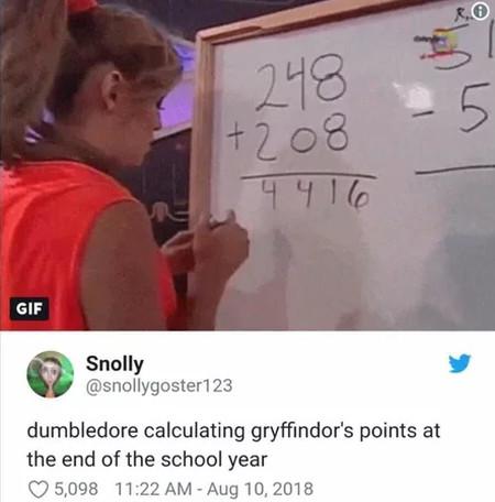 Dumbledore Calculating Gryffindor's Points