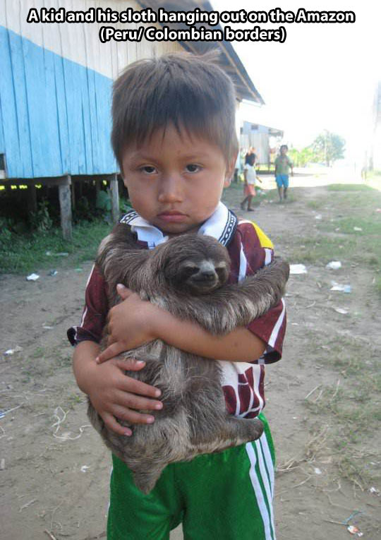 A boy and his sloth.