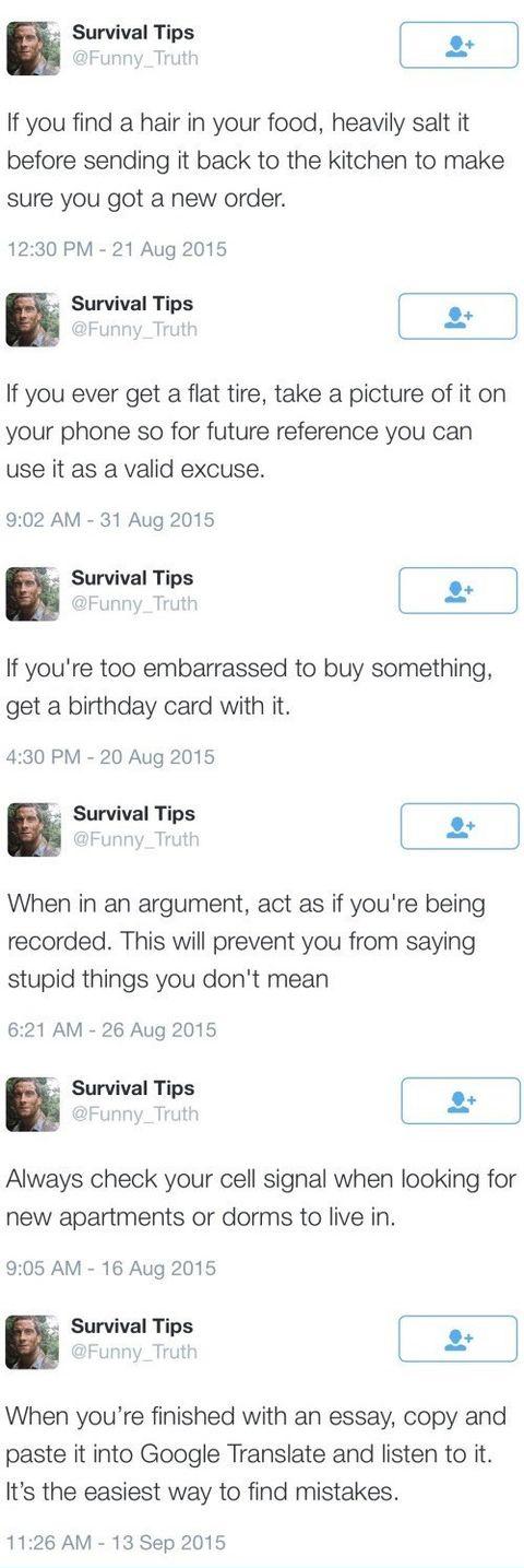 Survival tips