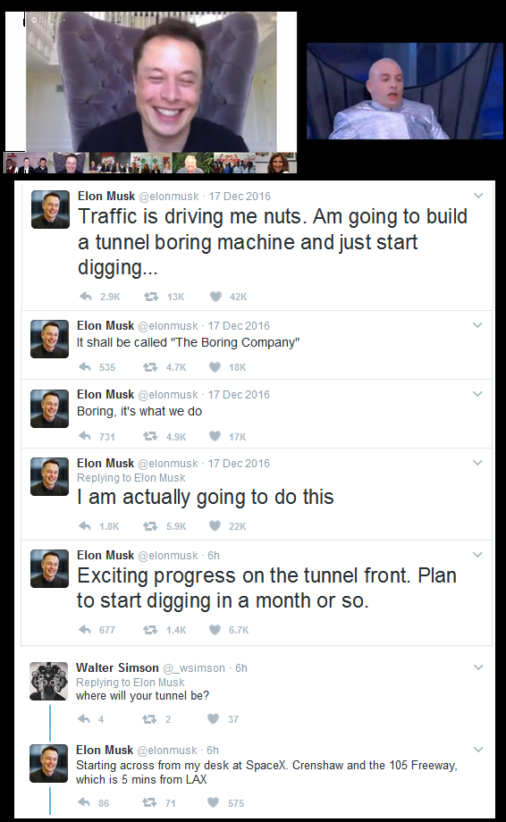 In about a month, Elon Musk will start digging a tunnel to reduce his transportation time from office desk to LAX airport