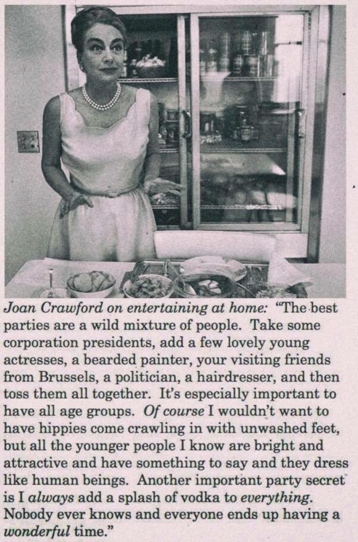 Joan Crawford's rules for throwing a party still hold up.