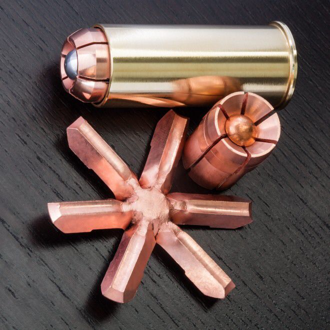 This is the new brass cased hollow point 12 gauge shotgun shell by Oath Ammo. It can expand 2.5", literally the size of a fist.