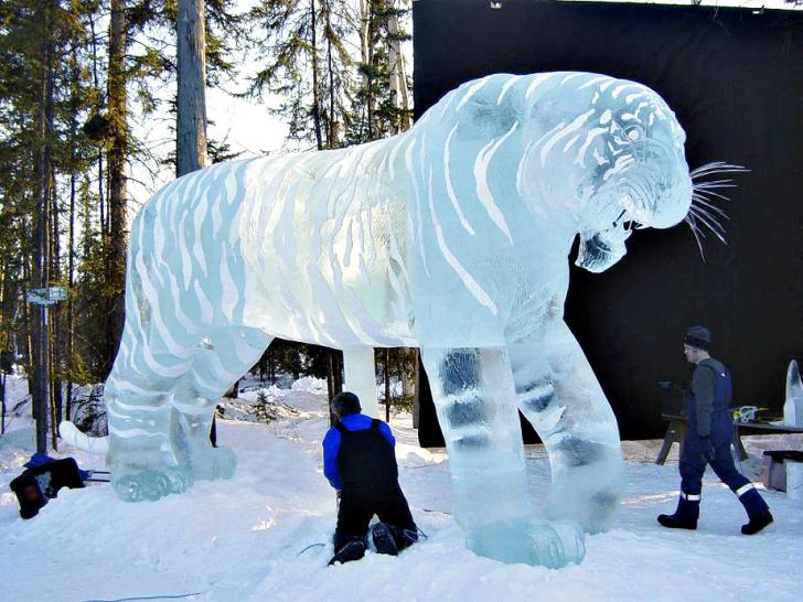 Awesome Tiger Ice Sculpture.