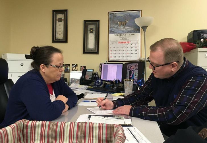 Two years ago, Kim Davis denied David Ermold a marriage license because he was gay. Today, she had to watch as he signed up to run against her.