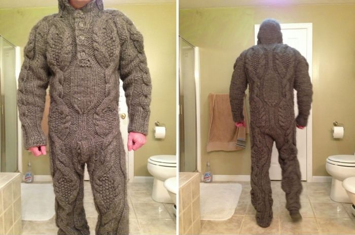 Full body knitted suit for those harsh winter mornings