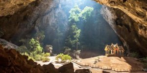 A Buddhist temple in a cave.