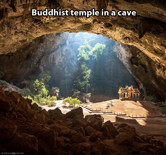 A Buddhist temple in a cave.