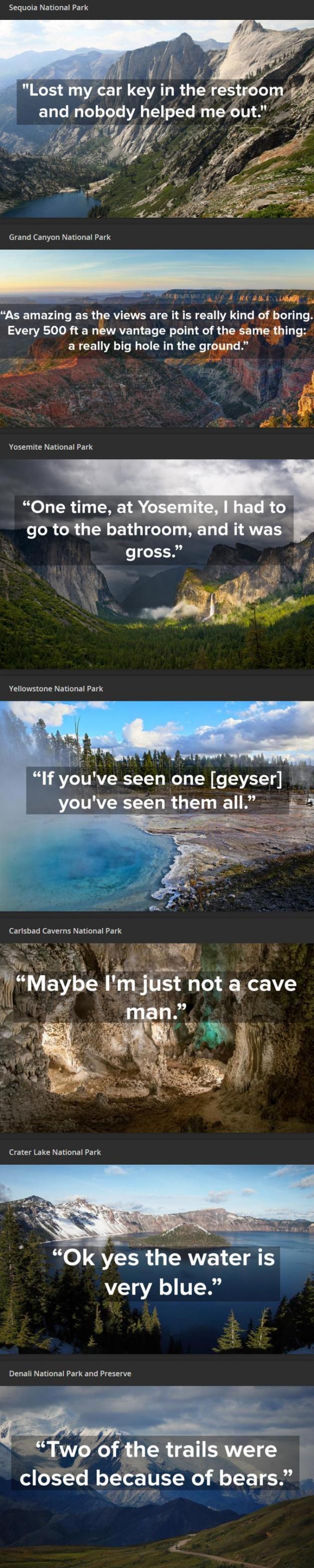 One star Yelp reviews of national parks