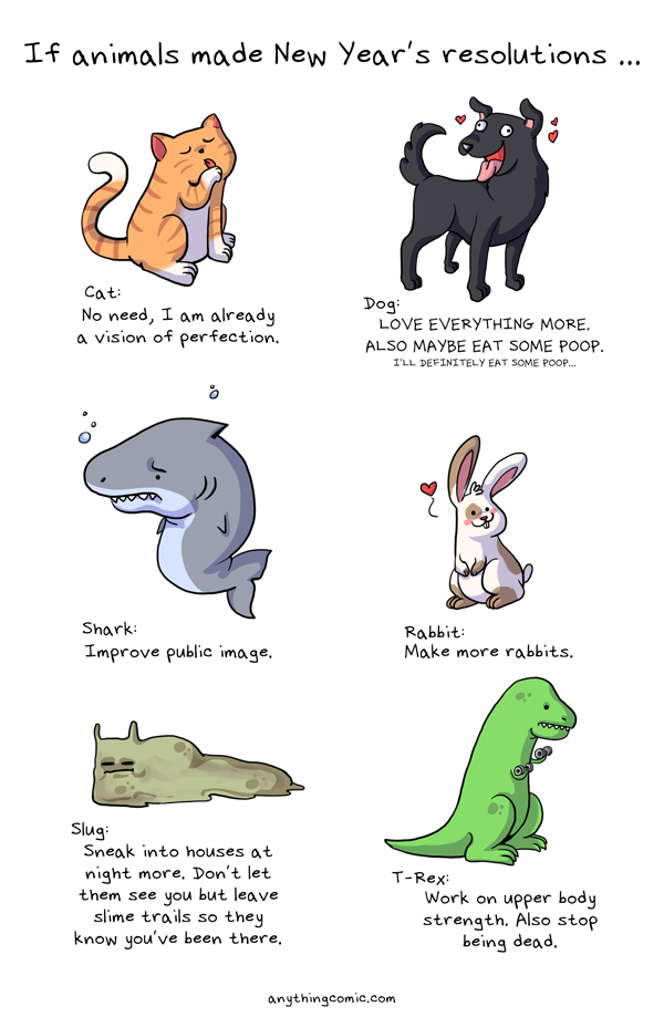 If animals made New Year's resolutions.