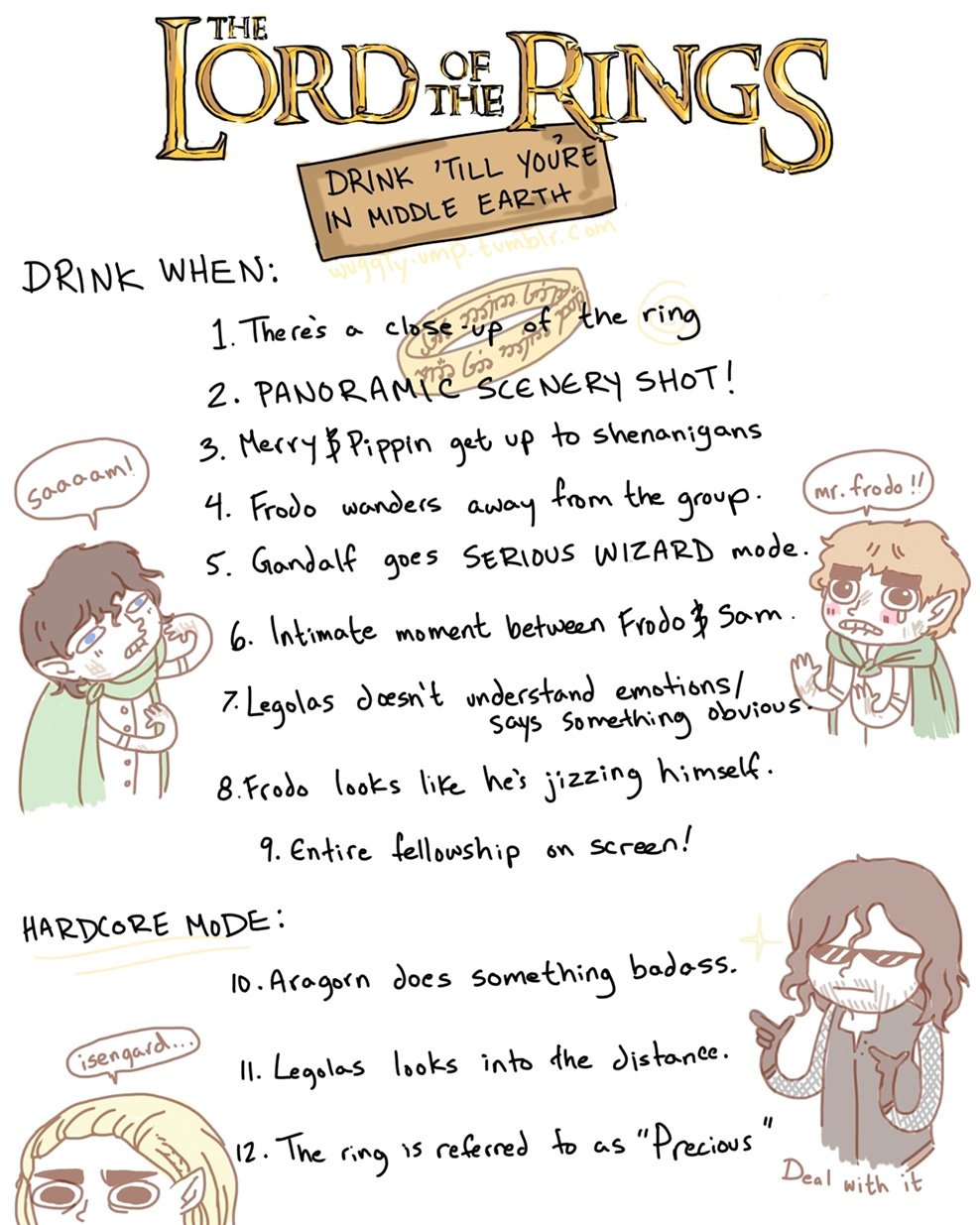 The Lord of the Rings drinking game.