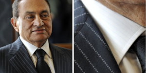 Mubarak’s pinstripes spelled out his name