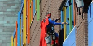 Window washing a children’s hospital.