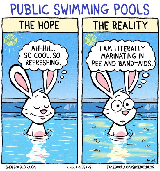 Public swimming pool reality.