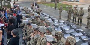 Nashville Tennessee National Guard laying down their gear.