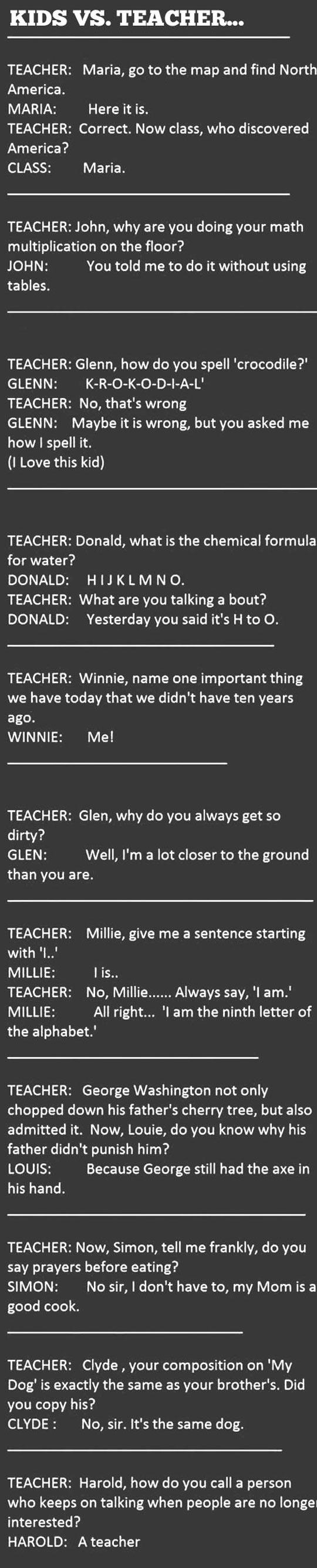 Teachers versus students