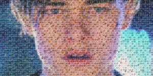 A picture of leonardo di caprio crying, made out of pictures of oscar winners