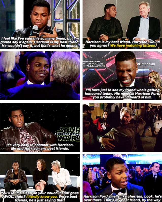 don't settle until you've found someone who loves you as much as john boyega loves harrison ford