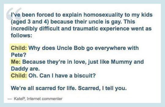 I've been forced to explain homosexuality to my kids