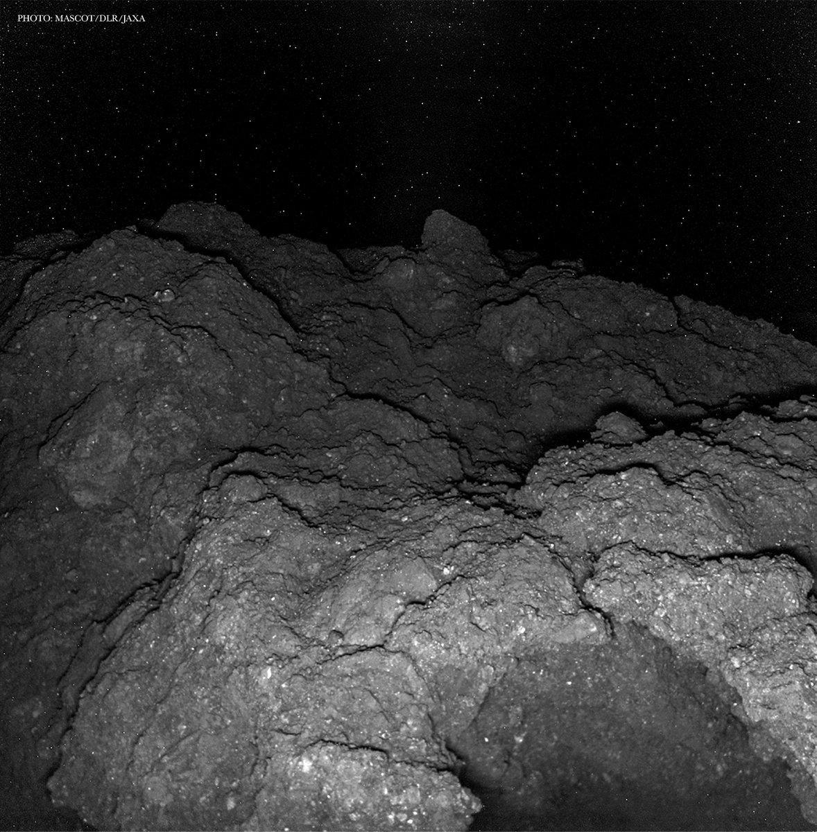 Image from the surface of an asteroid by the Japanese Hayabusa2 spacecraft.