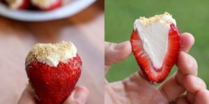 Cheesecake stuffed strawberries. Holy crap.