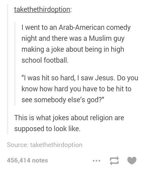Jokes about religion. 