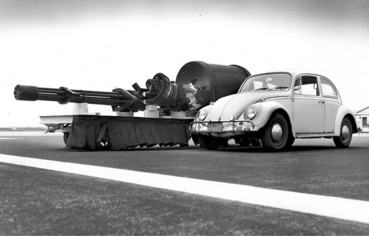 Cannon from a A-10 Warthog jet (VW Beetle for scale)