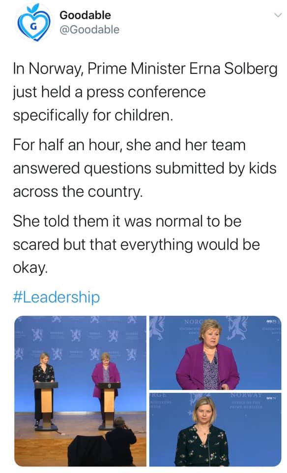The Norwegian prime minister held a press conference for the children.