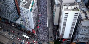 Arial view of the protests in Hong Kong