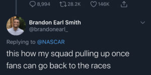 NASCAR has officially leveled up. Boy bye.