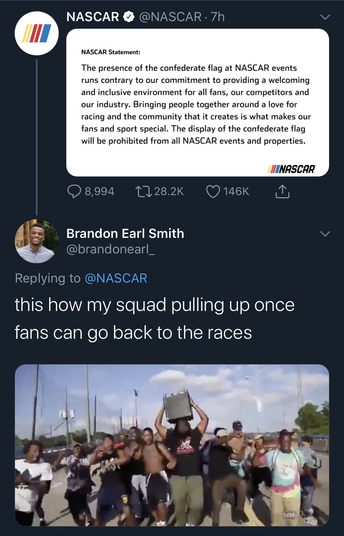 NASCAR has officially leveled up. Boy bye. 