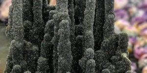 A cluster of black amethyst stalactites circa Argentina.