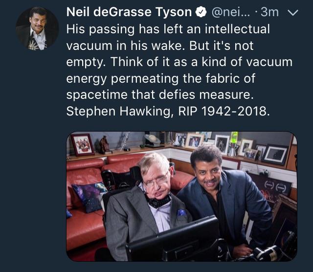 Neil deGrasse on Stephen Hawkings passing