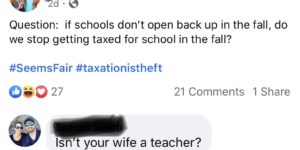 Wait till he finds out where her paycheck comes from!