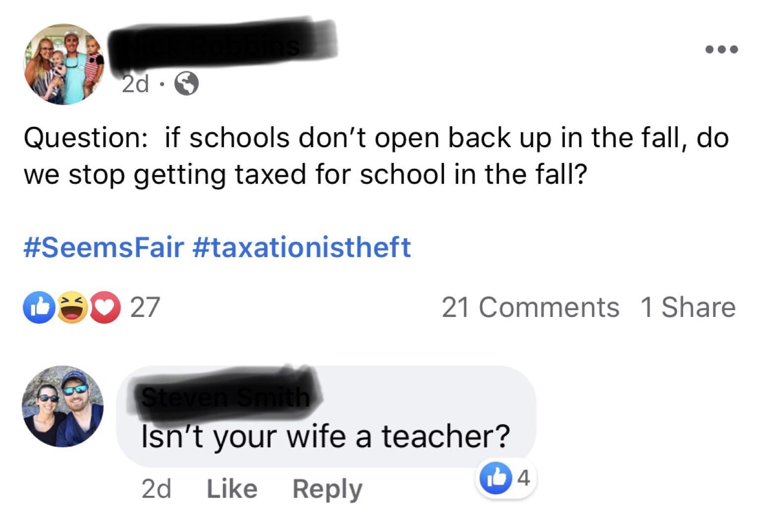 Wait till he finds out where her paycheck comes from!