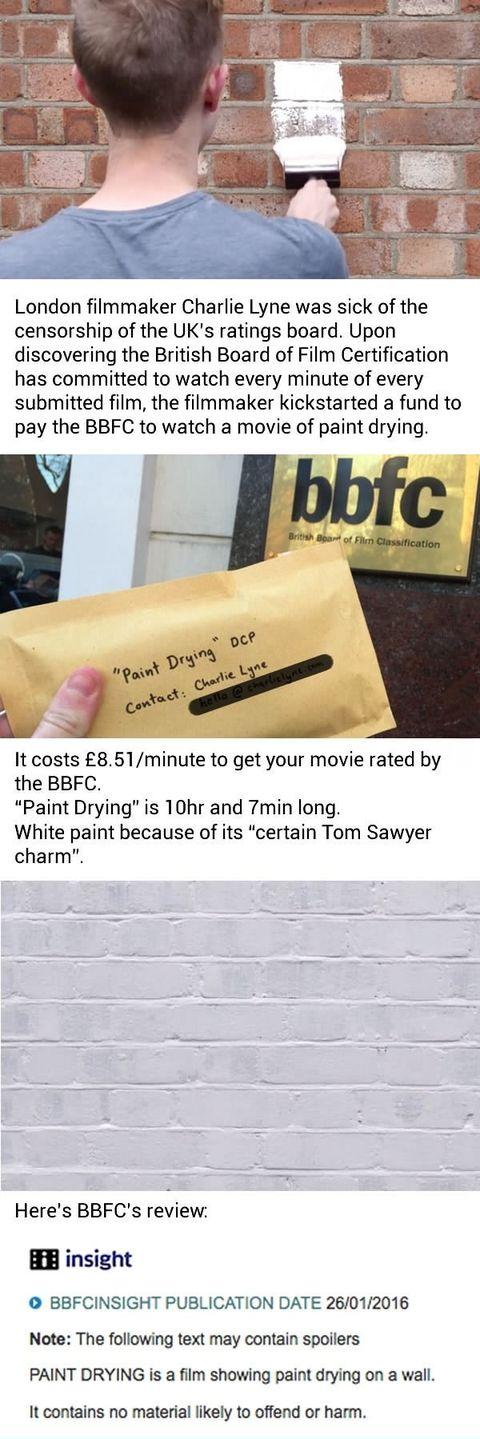 UK Filmmaker trolls the rating board With 10+ hour of paint drying film