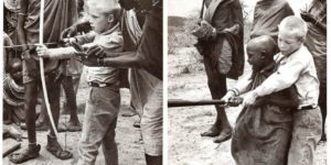 Two boys in 1962, making a trade.