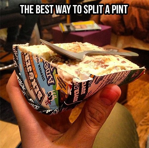 The best way to share a pint of ice cream. 