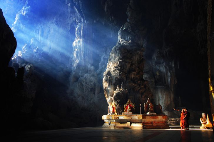 A Buddhist temple inside a cave.