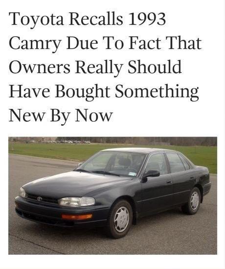 Toyota Recalls 1993 Camry