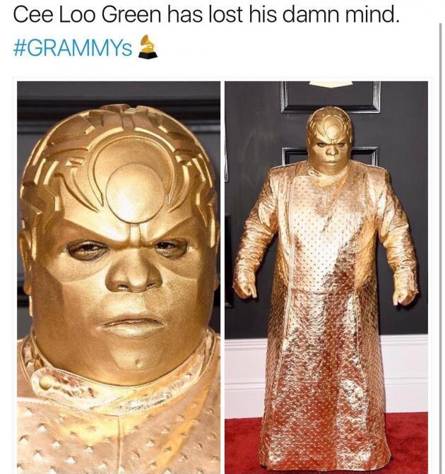 Showing up to the Grammys looking like the final boss on power rangers.