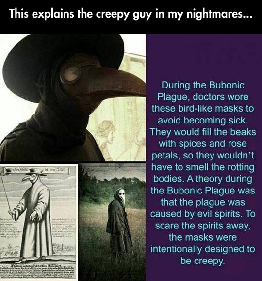 Bubonic plague masks.