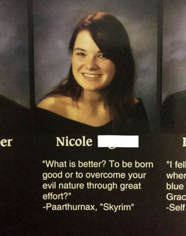 Yearbook comment of the year.