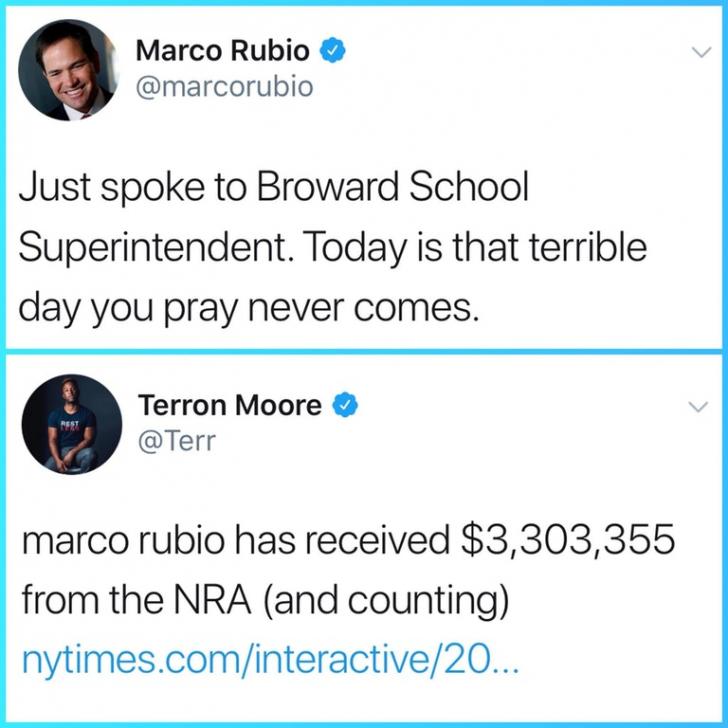 Marco Rubio was brave enough to speak to the Broward school superintendent.