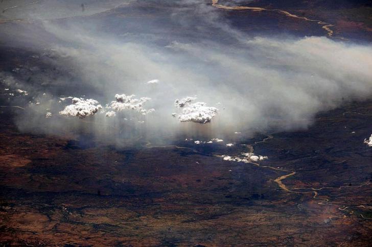 Rain over Madagascar, photo taken from the ISS.