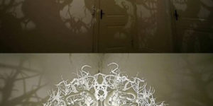 Chandelier turns room into a forest.