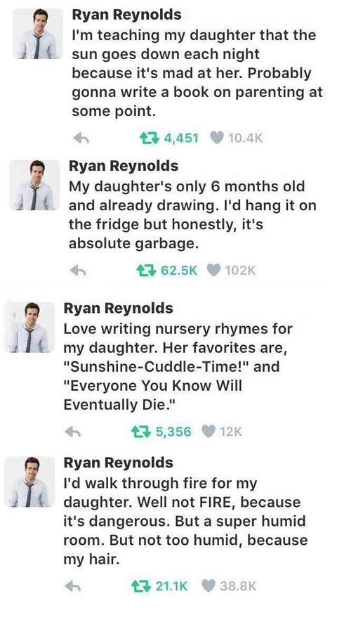 "How to be the most savage dad" a guide written by Ryan Reynolds