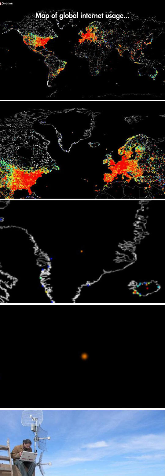 Map of global internet usage.